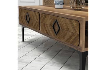 Hovdane Soffbord 105 cm med Förvaring Hylla Fiskbensmönster - Brun - Möbler - Bord & matgrupp - Soffbord - Soffbord med förvaring