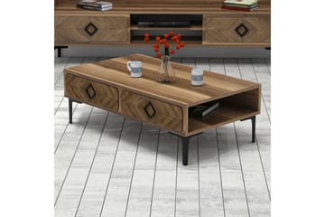 Hovdane Soffbord 105 cm med Förvaring Hylla Fiskbensmönster - Brun - Möbler - Bord & matgrupp - Soffbord - Soffbord med förvaring