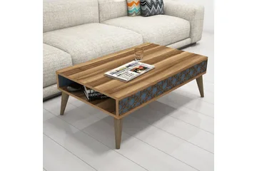 Hovdane Soffbord 105 cm med Förvaring Hylla Kedjemönster - Brun - Möbler - Bord & matgrupp - Soffbord - Soffbord med förvaring