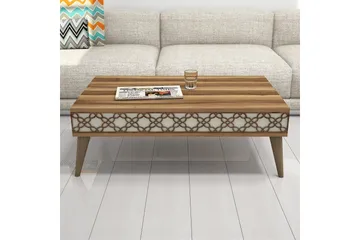 Hovdane Soffbord 105 cm med Förvaring Hylla Kedjemönster - Brun/Mönstrad - Möbler - Bord & matgrupp - Soffbord - Soffbord med förvaring