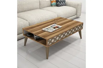 Hovdane Soffbord 105 cm med Förvaring Hylla Kedjemönster - Brun/Mönstrad - Möbler - Bord & matgrupp - Soffbord - Soffbord med förvaring