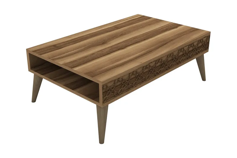 Hovdane Soffbord 105 cm med Förvaring Hylla Kedjemönster - Mörkbrun - Möbler - Bord & matgrupp - Soffbord - Soffbord med förvaring