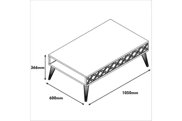 Hovdane Soffbord 105 cm med Förvaring Hylla Kedjemönster - Valnötsbrun/Gul - Möbler - Bord & matgrupp - Soffbord - Soffbord med förvaring