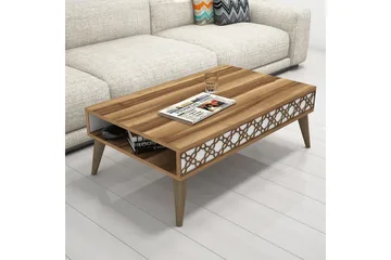 Hovdane Soffbord 105 cm med Förvaring Hylla Kedjemönster - Valnötsbrun/Vit - Möbler - Bord & matgrupp - Soffbord - Soffbord med förvaring