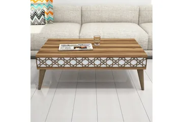 Hovdane Soffbord 105 cm med Förvaring Hylla Kedjemönster - Valnötsbrun/Vit - Möbler - Bord & matgrupp - Soffbord - Soffbord med förvaring