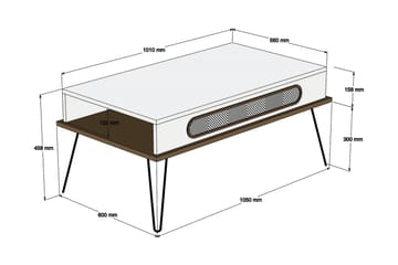 Hovdane Soffbord 105 cm med Förvaring Hylla Triangelmönster - Ljusbrun - Möbler - Bord & matgrupp - Soffbord - Soffbord med förvaring