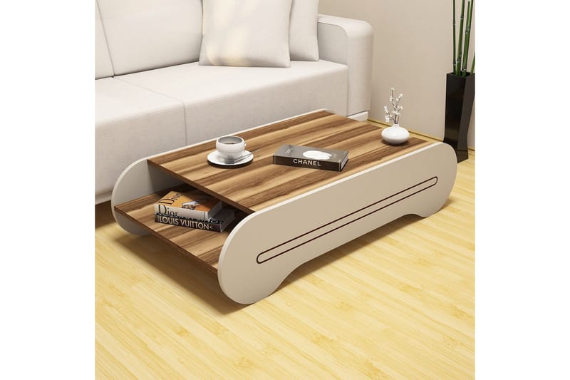 Hovdane Soffbord 120 cm med Förvaring Hylla - Brun/Krämvit - Möbler - Bord & matgrupp - Soffbord - Soffbord med förvaring