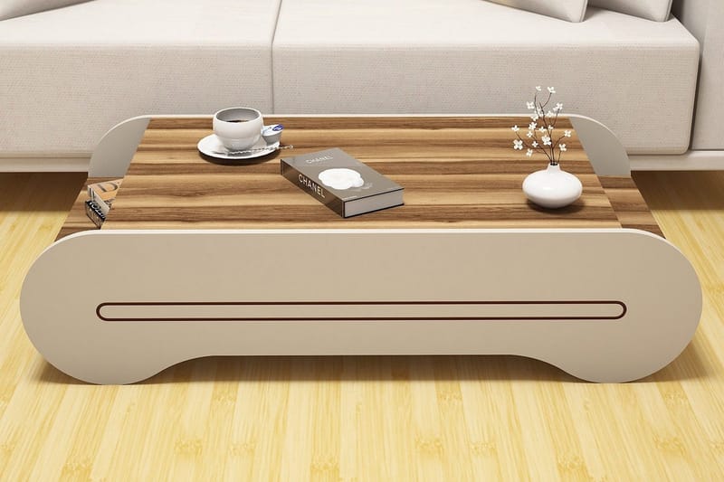 Hovdane Soffbord 120 cm med Förvaring Hylla - Brun/Krämvit - Möbler - Bord & matgrupp - Soffbord - Soffbord med förvaring