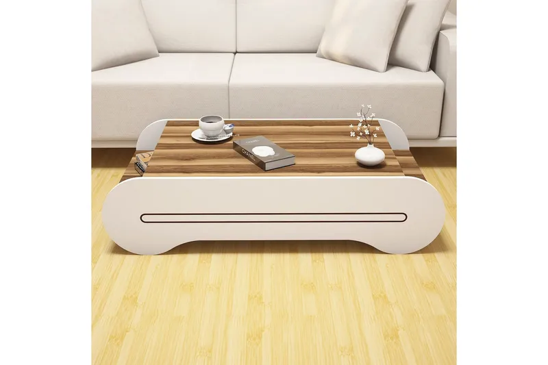 Hovdane Soffbord 120 cm med Förvaring Hylla - Brun/Vit - Möbler - Bord & matgrupp - Soffbord - Soffbord med förvaring