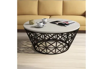 Hovdane Soffbord 90 cm Runt Avsmalnande - Krämvit/Svart - Möbler - Bord & matgrupp - Soffbord