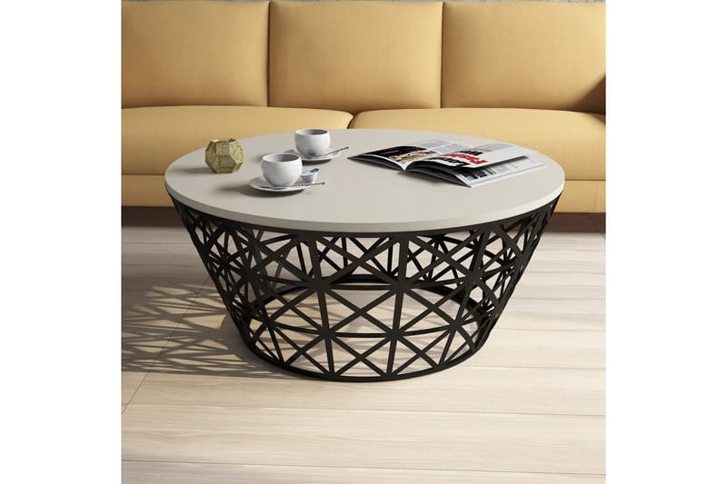 Hovdane Soffbord 90 cm Runt Avsmalnande - Krämvit/Svart - Möbler - Bord & matgrupp - Soffbord