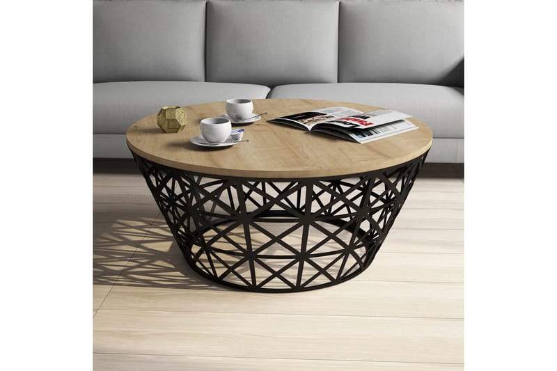 Hovdane Soffbord 90 cm Runt Avsmalnande - Ljusbrun/Svart - Möbler - Bord & matgrupp - Soffbord