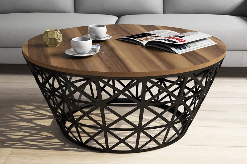 Hovdane Soffbord 90 cm Runt Avsmalnande - Valnötsbrun/Svart - Möbler - Bord & matgrupp - Soffbord