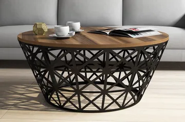 Hovdane Soffbord 90 cm Runt Avsmalnande - Valnötsbrun/Svart - Möbler - Bord & matgrupp - Soffbord