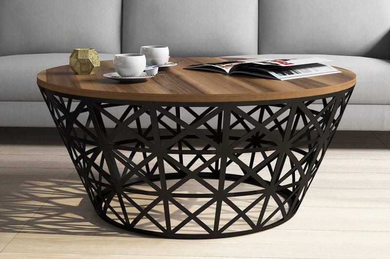 Hovdane Soffbord 90 cm Runt Avsmalnande - Valnötsbrun/Svart - Möbler - Bord & matgrupp - Soffbord