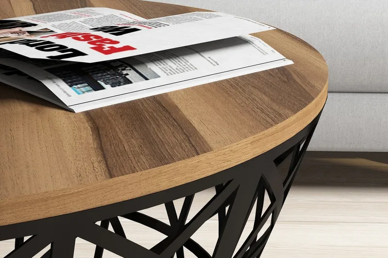 Hovdane Soffbord 90 cm Runt Avsmalnande - Valnötsbrun/Svart - Möbler - Bord & matgrupp - Soffbord