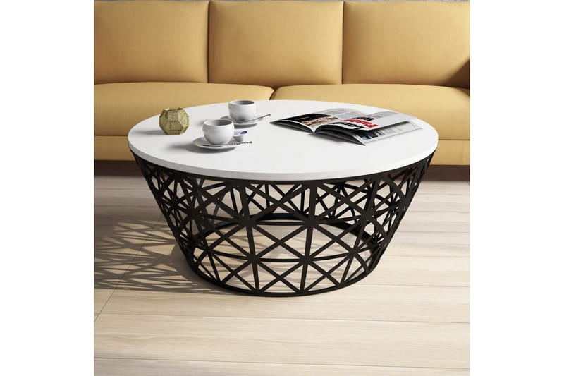 Hovdane Soffbord 90 cm Runt Avsmalnande - Vit/Svart - Möbler - Bord & matgrupp - Soffbord