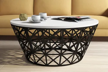 Hovdane Soffbord 90 cm Runt Avsmalnande - Vit/Svart - Möbler - Bord & matgrupp - Soffbord