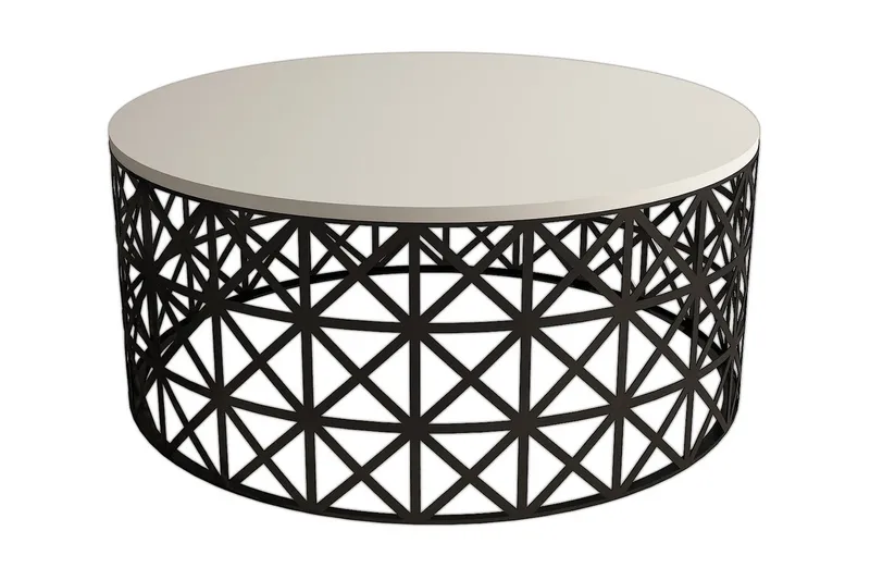 Hovdane Soffbord 90 cm Runt, Krämvit/Svart