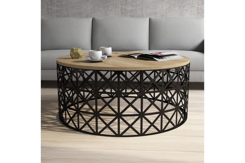 Hovdane Soffbord 90 cm Runt - Ljusbrun/Svart - Möbler - Bord & matgrupp - Soffbord