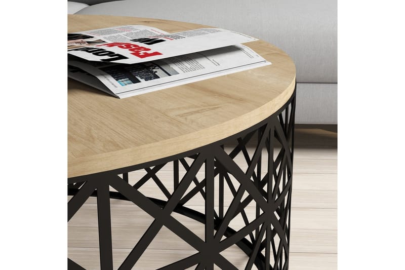 Hovdane Soffbord 90 cm Runt - Ljusbrun/Svart - Möbler - Bord & matgrupp - Soffbord