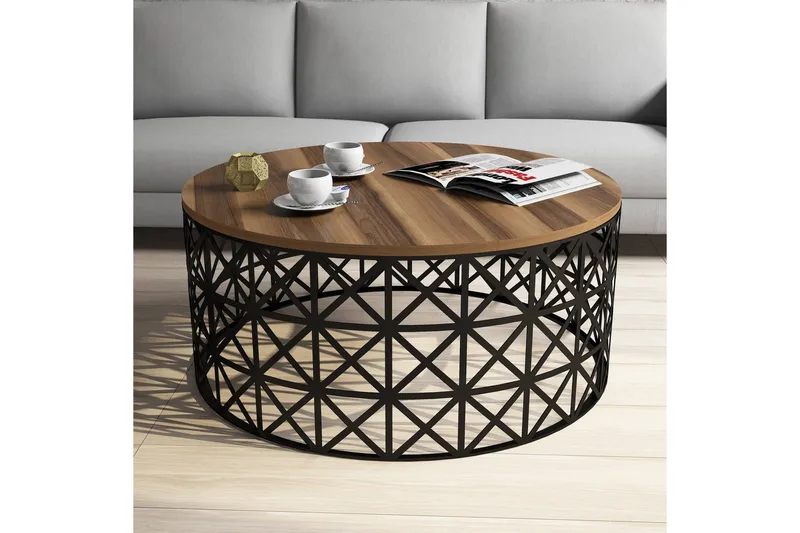 Hovdane Soffbord 90 cm Runt - Valnötsbrun/Svart - Möbler - Bord & matgrupp - Soffbord