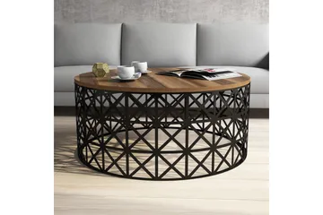 Hovdane Soffbord 90 cm Runt - Valnötsbrun/Svart - Möbler - Bord & matgrupp - Soffbord