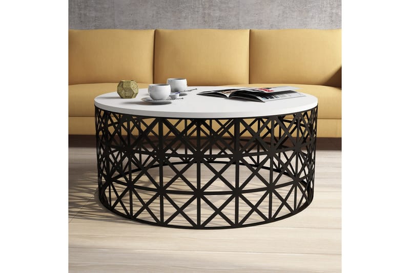 Hovdane Soffbord 90 cm Runt - Vit/Svart - Möbler - Bord & matgrupp - Soffbord