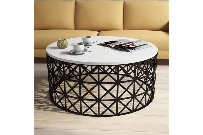 Hovdane Soffbord 90 cm Runt - Vit/Svart - Möbler - Bord & matgrupp - Soffbord