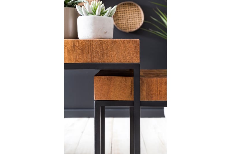 Hoysradt Satsbord 30 cm 2 Bord - Massivt Trä/Brun/Svart - Möbler - Bord & matgrupp - Soffbord