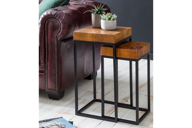 Hoysradt Satsbord 30 cm 2 Bord - Massivt Trä/Brun/Svart - Möbler - Bord & matgrupp - Soffbord