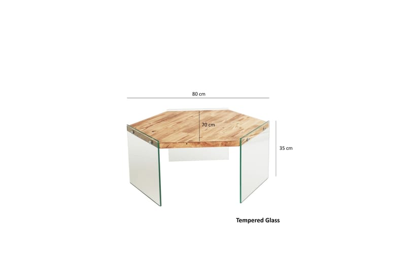 Huven 80 cm Hexagon Soffbord med Glasben i Furu - Natur - Möbler - Bord & matgrupp - Soffbord