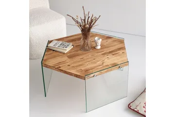 Huven 80 cm Hexagon Soffbord med Glasben i Furu - Natur - Möbler - Bord & matgrupp - Soffbord