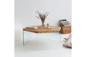 Huven 80 cm Hexagon Soffbord med Glasben i Furu - Natur - Möbler - Bord & matgrupp - Soffbord
