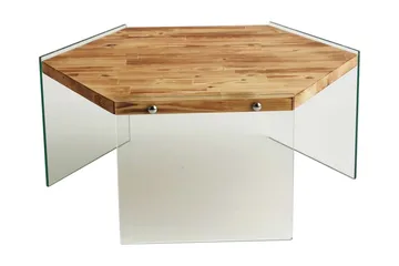 Huven 80 cm Hexagon Soffbord med Glasben i Furu - Natur - Möbler - Bord & matgrupp - Soffbord