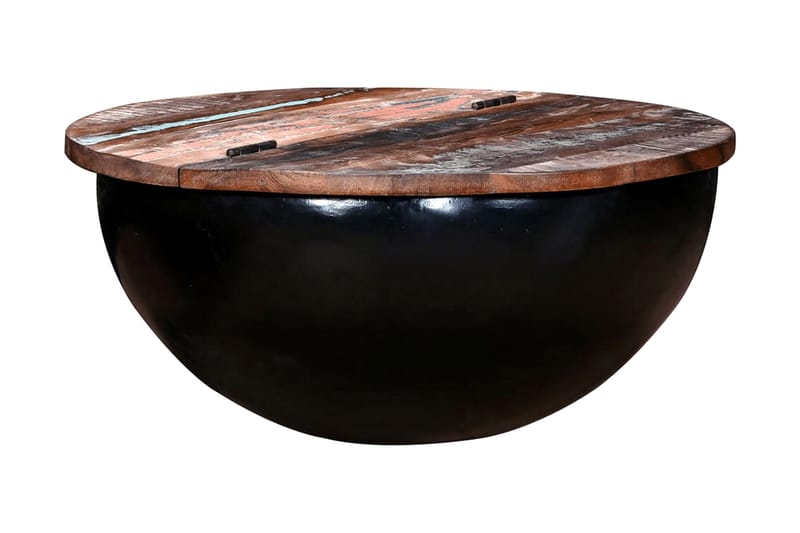 Soffbord i återvunnet trä skålformad svart - Svart - Soffbord