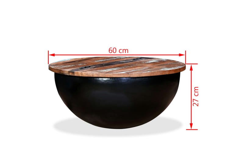 Soffbord i återvunnet trä skålformad svart - Svart - Soffbord