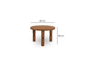 Ida 60 cm Runt Soffbord i Massivt Trä med Svarvade Ben - Brun - Möbler - Bord & matgrupp - Soffbord