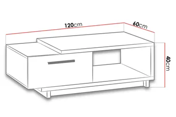 Ingram Soffbord 120 cm med Förvaring Låda + Hylla - Natur/Svart - Möbler - Bord & matgrupp - Soffbord - Soffbord med förvaring