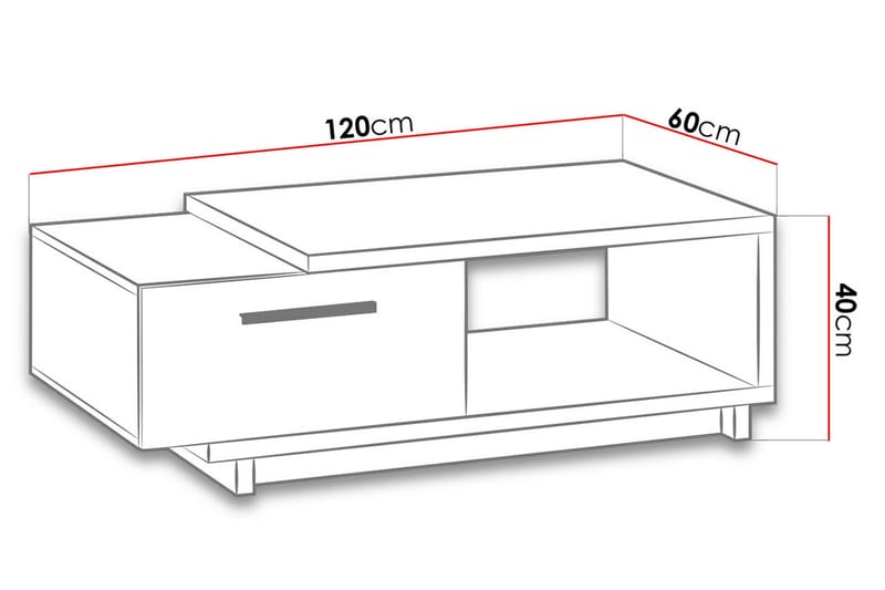 Ingram Soffbord 120 cm med Förvaring Låda + Hylla - Natur/Svart - Möbler - Bord & matgrupp - Soffbord - Soffbord med förvaring