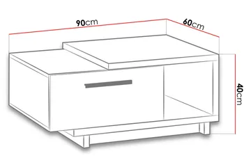 Ingram Soffbord 90 cm med Förvaring Låda + Hylla - Natur/Svart - Möbler - Bord & matgrupp - Soffbord - Soffbord med förvaring
