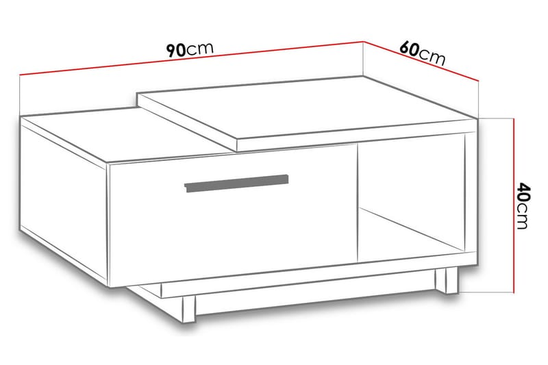 Ingram Soffbord 90 cm med Förvaring Låda + Hylla - Natur/Svart - Möbler - Bord & matgrupp - Soffbord - Soffbord med förvaring