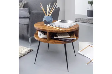 Irias Soffbord 60 cm med Förvaring Hylla Runt - Massivt Trä/Svart - Möbler - Bord & matgrupp - Soffbord