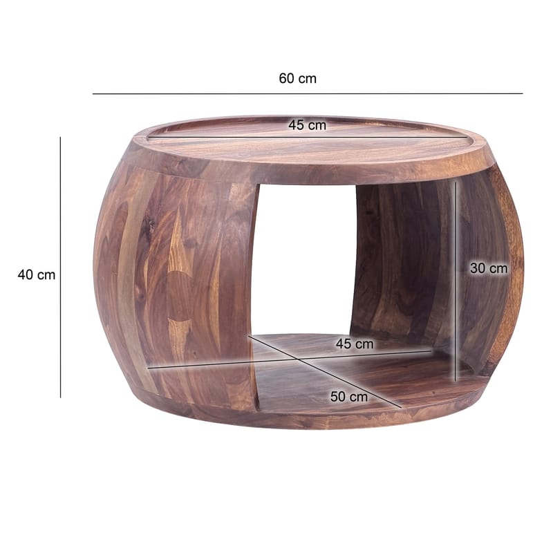 Ivoilo Soffbord 60 cm Lantlig stil - Varm mörkbrun - Möbler - Bord & matgrupp - Soffbord - Soffbord med förvaring