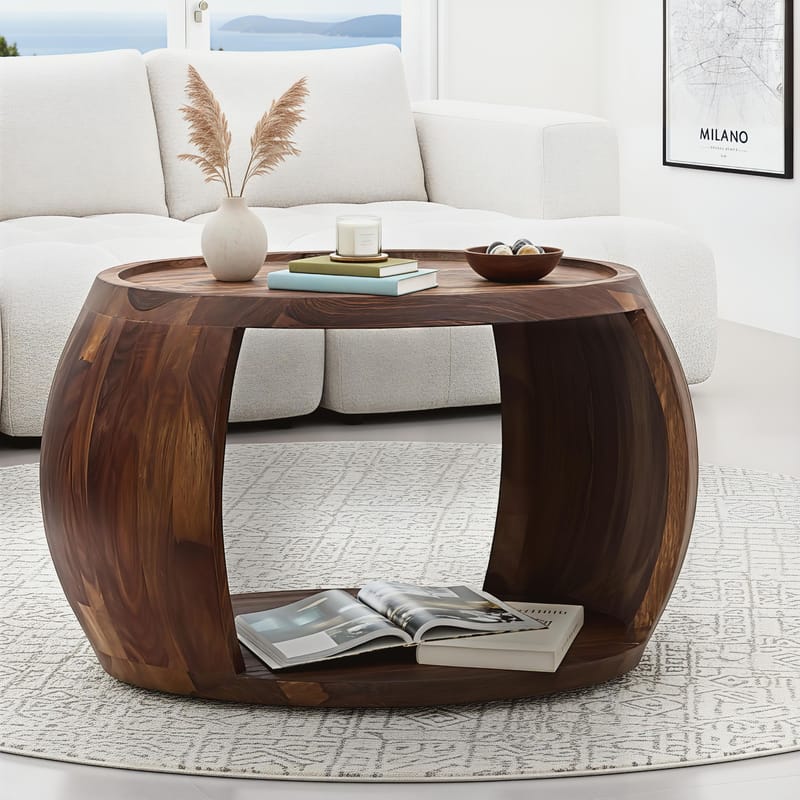 Ivoilo Soffbord 60 cm Lantlig stil - Varm mörkbrun - Möbler - Bord & matgrupp - Soffbord - Soffbord med förvaring