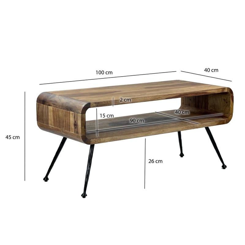 Ivoova Soffbord 100 cm - Varm mörkbrun och svart - Möbler - Bord & matgrupp - Soffbord - Soffbord med förvaring