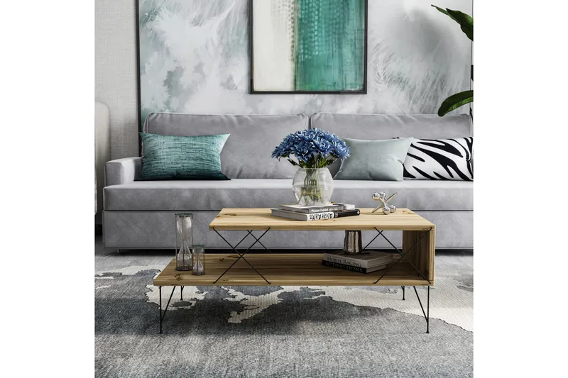 Jaennis Soffbord 100 cm - Natur/Svart - Möbler - Bord & matgrupp - Soffbord - Soffbord med förvaring