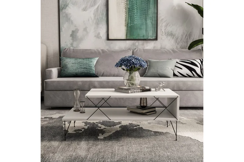 Jaennis Soffbord 100 cm - Vit/Svart - Möbler - Bord & matgrupp - Soffbord - Soffbord med förvaring