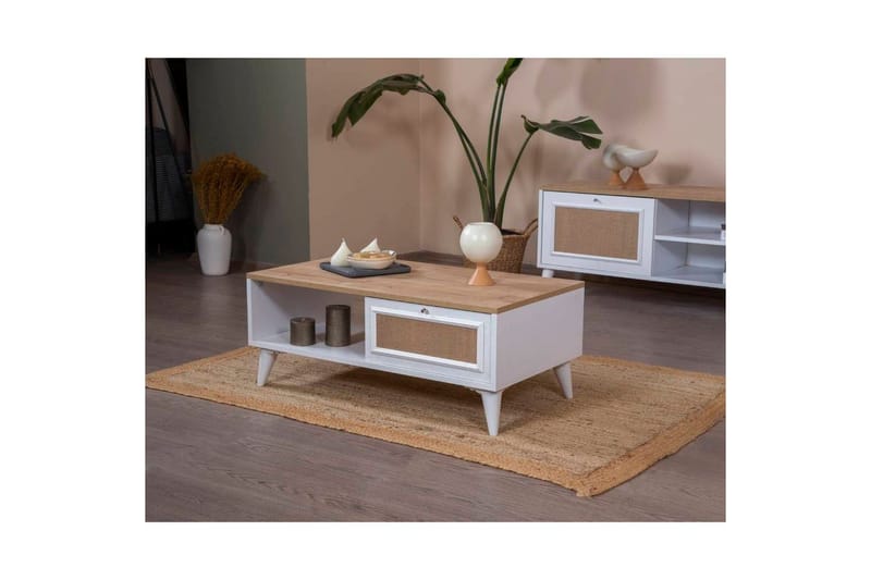 Soffbord Jatinder Vit / Ek - Vit / Ek - Möbler - Bord & matgrupp - Soffbord