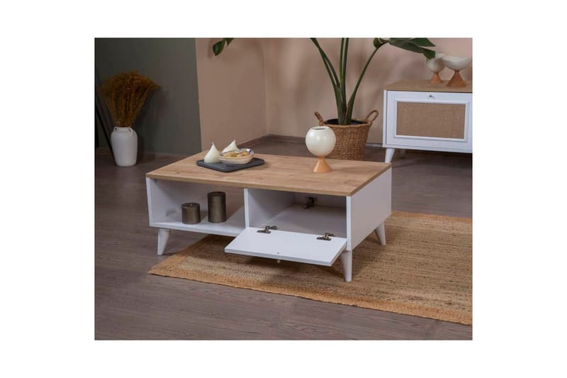 Soffbord Jatinder Vit / Ek - Vit / Ek - Möbler - Bord & matgrupp - Soffbord